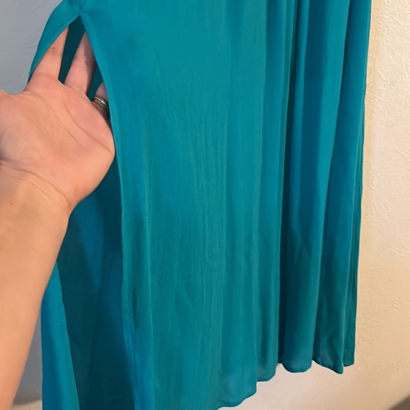 Open shoulder teal summer dress, size small - Picture 3 of 4